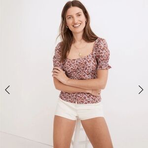 Madwell Button Front Smocked Back Top in Piccola Floral, Size 4